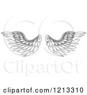 Clipart Of A Pair Of Black Feathered Wings 11 Royalty Free Vector Illustration