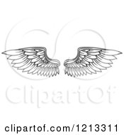 Clipart Of A Pair Of Black Feathered Wings 12 Royalty Free Vector Illustration