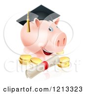 Poster, Art Print Of Graduate Piggy Bank With A Certificate And Gold Coins