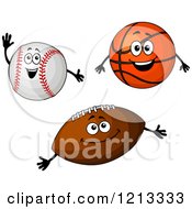 Clipart Of Baseball Basketball And Football Mascots Royalty Free Vector Illustration