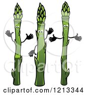 Clipart Of Asparagus Mascots Royalty Free Vector Illustration