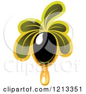 Black Olive With Leaves And Oil Doplet