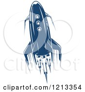 Poster, Art Print Of Retro Blue Space Rocket 5
