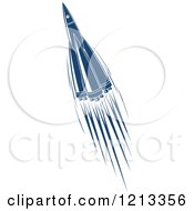 Poster, Art Print Of Retro Blue Space Rocket 7