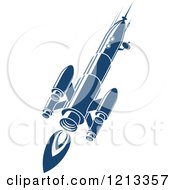 Poster, Art Print Of Retro Blue Space Rocket 8