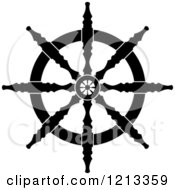 Clipart Of A Black And White Ship Steering Wheel Helm 8 Royalty Free Vector Illustration