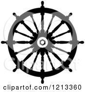 Clipart Of A Black And White Ship Steering Wheel Helm 7 Royalty Free Vector Illustration