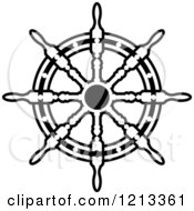 Clipart Of A Black And White Ship Steering Wheel Helm 6 Royalty Free Vector Illustration