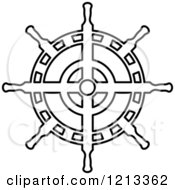 Clipart Of A Black And White Ship Steering Wheel Helm 5 Royalty Free Vector Illustration