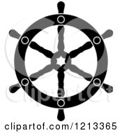 Clipart Of A Black And White Ship Steering Wheel Helm 2 Royalty Free Vector Illustration