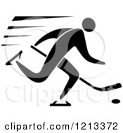 Clipart Of A Black And White Hockey Player Royalty Free Vector Illustration