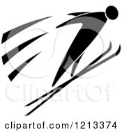 Clipart Of A Black And White Skier Royalty Free Vector Illustration
