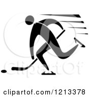 Clipart Of A Black And White Hockey Player 2 Royalty Free Vector Illustration