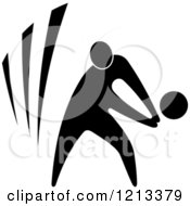 Clipart Of A Black And White Volleyball Player 2 Royalty Free Vector Illustration