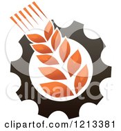 Clipart Of A Whole Grain Wheat And Gear Design 6 Royalty Free Vector Illustration