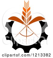 Clipart Of A Whole Grain Wheat And Gear Design 4 Royalty Free Vector Illustration