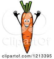 Clipart Of A Cheering Carrot Mascot Royalty Free Vector Illustration