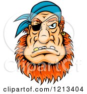 Clipart Of A Red Haired Pirate Face With An Eye Patch And Bandana Royalty Free Vector Illustration