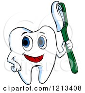 Poster, Art Print Of Happy Tooth Character Holding A Brush