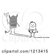 Poster, Art Print Of Stick People Businessman With A Devil Shadow