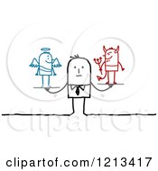 Poster, Art Print Of Stick People Man With A Good And Bad Conscience