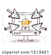 Poster, Art Print Of Stick People Man In A Computer With Arrows Pointing At Him