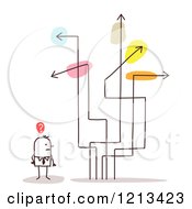 Poster, Art Print Of Stick People Man With Confusing Arrow Signs