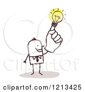 Poster, Art Print Of Creative Stick People Man With A Light Bulb Hand