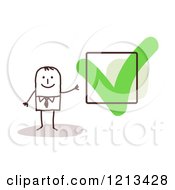 Poster, Art Print Of Happy Stick People Man By A Check Mark