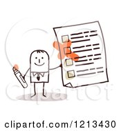 Poster, Art Print Of Stick People Man Holding A Questionnaire