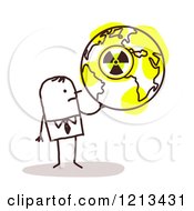 Poster, Art Print Of Stick People Man Holding A Nuclear Radioactive Earth