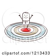 Poster, Art Print Of Cheering Stick People Man On A Target