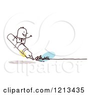 Poster, Art Print Of Stick People Business Man Riding On A Writing Pen