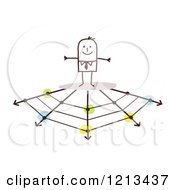 Poster, Art Print Of Stick People Business Man On A Web Of Arrows Branching Off