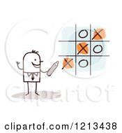 Poster, Art Print Of Stick People Business Man Playing Tic Tac Toe