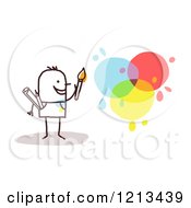 Poster, Art Print Of Stick Person Man Artist With Paint Splatters