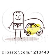 Poster, Art Print Of Stick People Man Depicting Car Insurance