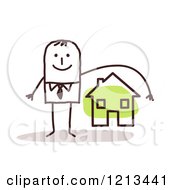 Poster, Art Print Of Stick People Man Depicting Home Owners Insurance