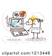 Clipart Of A Stick People Woman Being A Victim Of Cyber Bullying Royalty Free Vector Illustration by NL shop