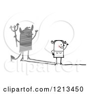 Poster, Art Print Of Stick People Woman With A Devil Shadow