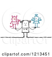 Poster, Art Print Of Stick People Woman With A Good And Bad Conscience