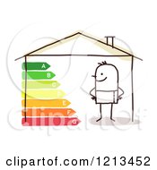 Poster, Art Print Of Stick People Man In An Energy Efficient Home