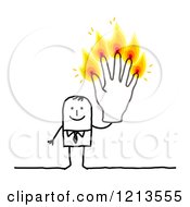 Poster, Art Print Of Stick People Business Man Holding Up Five Burning Finger Candles