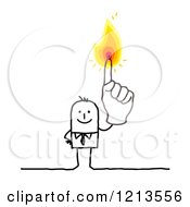 Poster, Art Print Of Stick People Business Man Holding Up A Flaming Finger