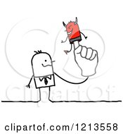 Poster, Art Print Of Stick People Business Man With A Devil Puppet On His Finger