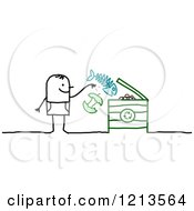 Poster, Art Print Of Stick People Man Tossing Food Into A Compost Bin