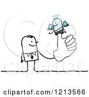 Poster, Art Print Of Stick People Business Man With An Angel Puppet On His Finger
