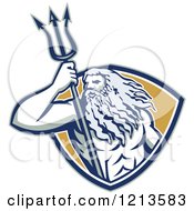 Clipart Of A Retro Neptune Or Poseidon With A Trident In A Shield Royalty Free Vector Illustration by patrimonio