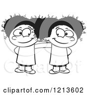 Poster, Art Print Of Black And White Two Cute Happy Black Girls Standing Together