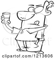 Cartoon Of A Black And White Man Holding A Glass And Seeing It As Half Empty And Half Full Royalty Free Vector Clipart